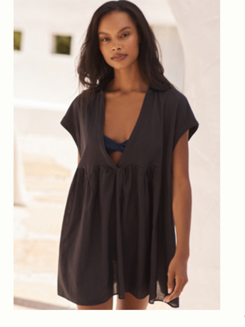 Anthropologie Black V-Neck Beach Cover Up